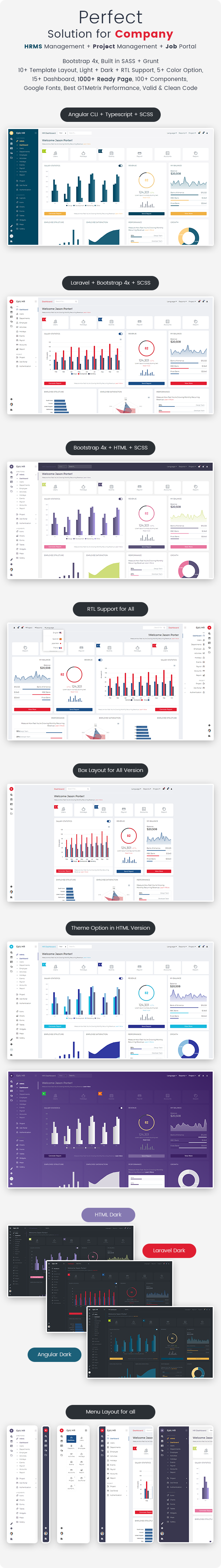 Epic Pro - React + Angular + Laravel + Bootstrap HR Management Admin Template & UI Kit