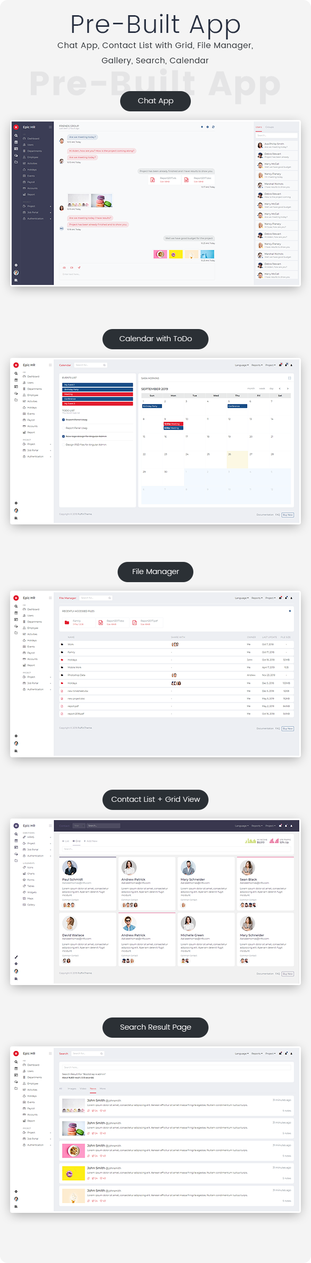 Epic Pro - React + Angular + Laravel + Bootstrap HR Management Admin Template & UI Kit